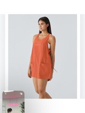 HALARA Bright Orange Sleeveless Apron Tunic